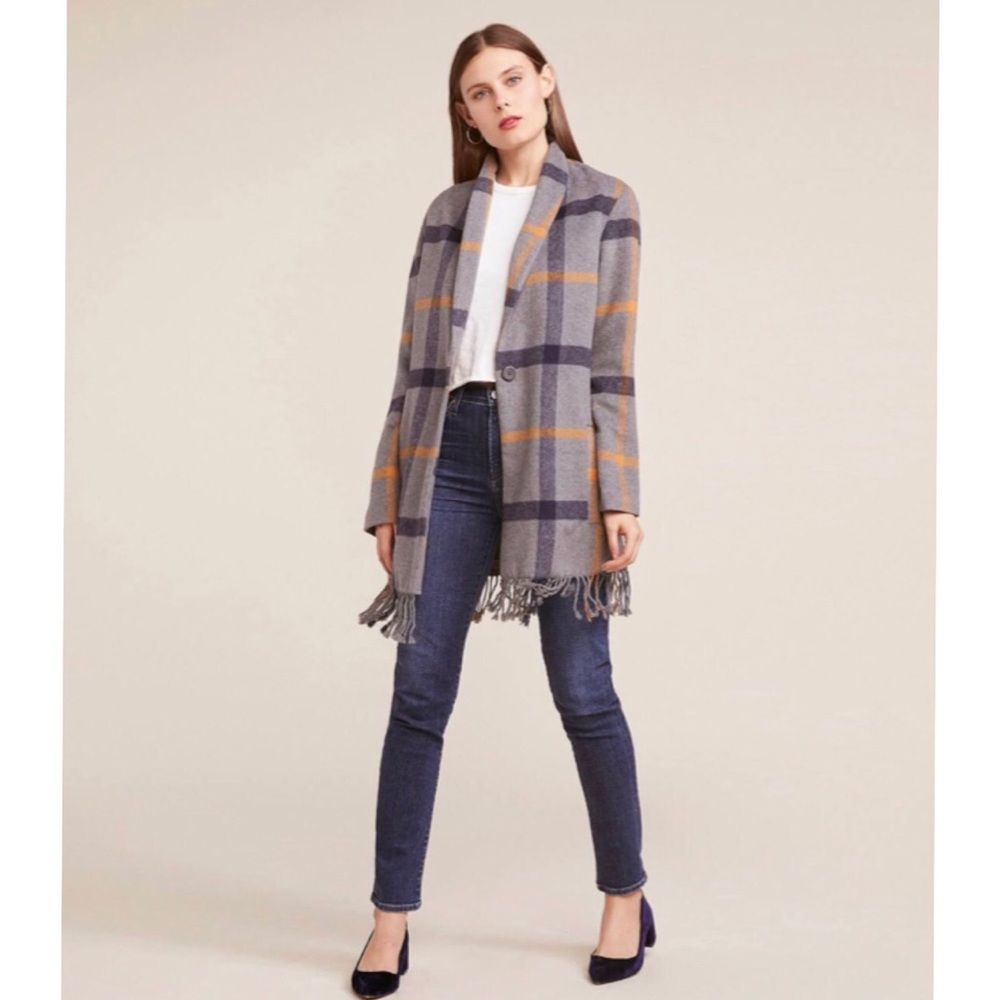 BB Dakota Women's Plaid Fringe Coat - Picture 8 of 8